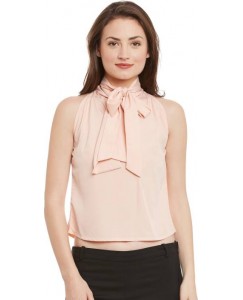 Popnetic Casual Sleeveless Solid Women Pink Top