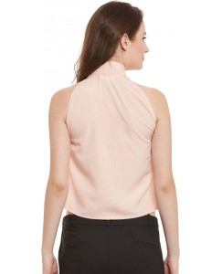 Popnetic Casual Sleeveless Solid Women Pink Top