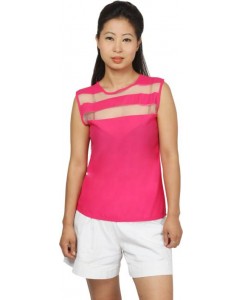 Fit 'N ' You Casual Cape Sleeve Solid Women's Pink Top