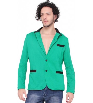 LUCfashion Self Design Single Breasted Casual Men's Blazer  (Green, Black)