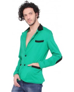 LUCfashion Self Design Single Breasted Casual Men's Blazer  (Green, Black)