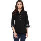 Krapal Party 3/4th Sleeve Printed Women Black Top