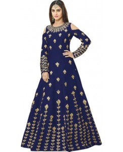 Siddeshwary Fab Satin Embroidered Semi-stitched Gown