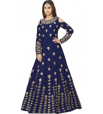 Siddeshwary Fab Satin Embroidered Semi-stitched Gown