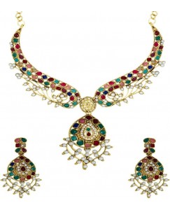 Zaveri Pearls Zinc Jewel Set  (Multicolor)